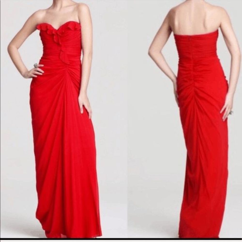Badgley Mischka  | Strapless Sweetheart Gown Dress Red Size 6 EUC